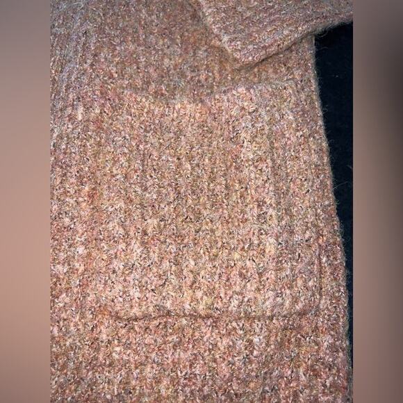 UEC JESSICA SIMPSON PEACH PINK COLOR LONG FUZZY OPEN FRONT CARDIGAN SWEATER SZ S - Picture 8 of 13